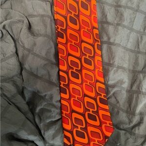 Gucci Orange and Red Geometric Silk Tie